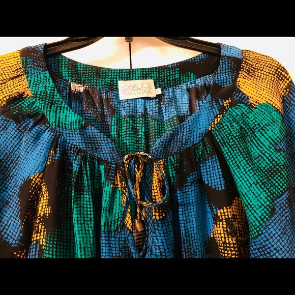 Alice & Trixie 100%Silk Dress Tunic size S Floral summer long sleeves - Picture 5 of 14